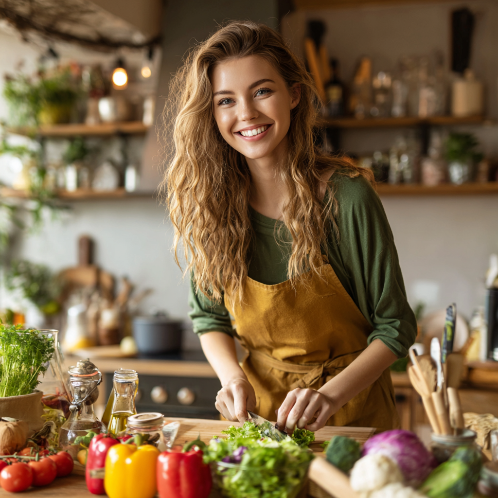 Fiatal magyar házaspár mosolyogva beszélget táplálkozási szakértővel online konzultáció során, laptoppal az asztalon